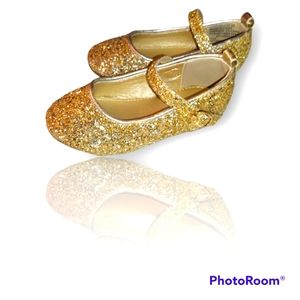 Fab Kids Gold Crushed Rhinestone Mary Jane's Toddler Size 6